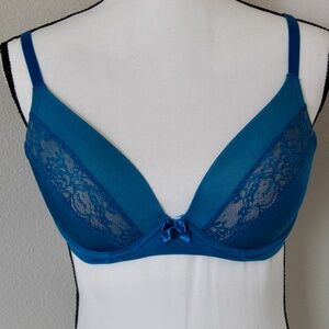 Teal Blue Mirianne Push Up Plunge Bra